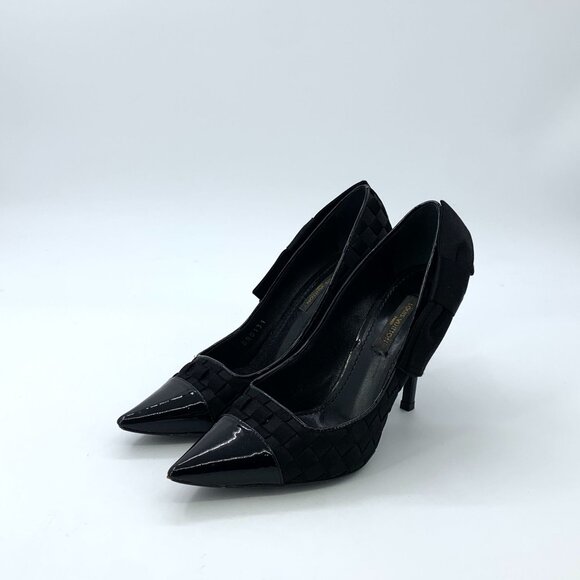 Louis Vuitton Black Leather Patchwork Pointed Toe Thin Heel Shoes Size 35.5 With - Picture 2 of 8